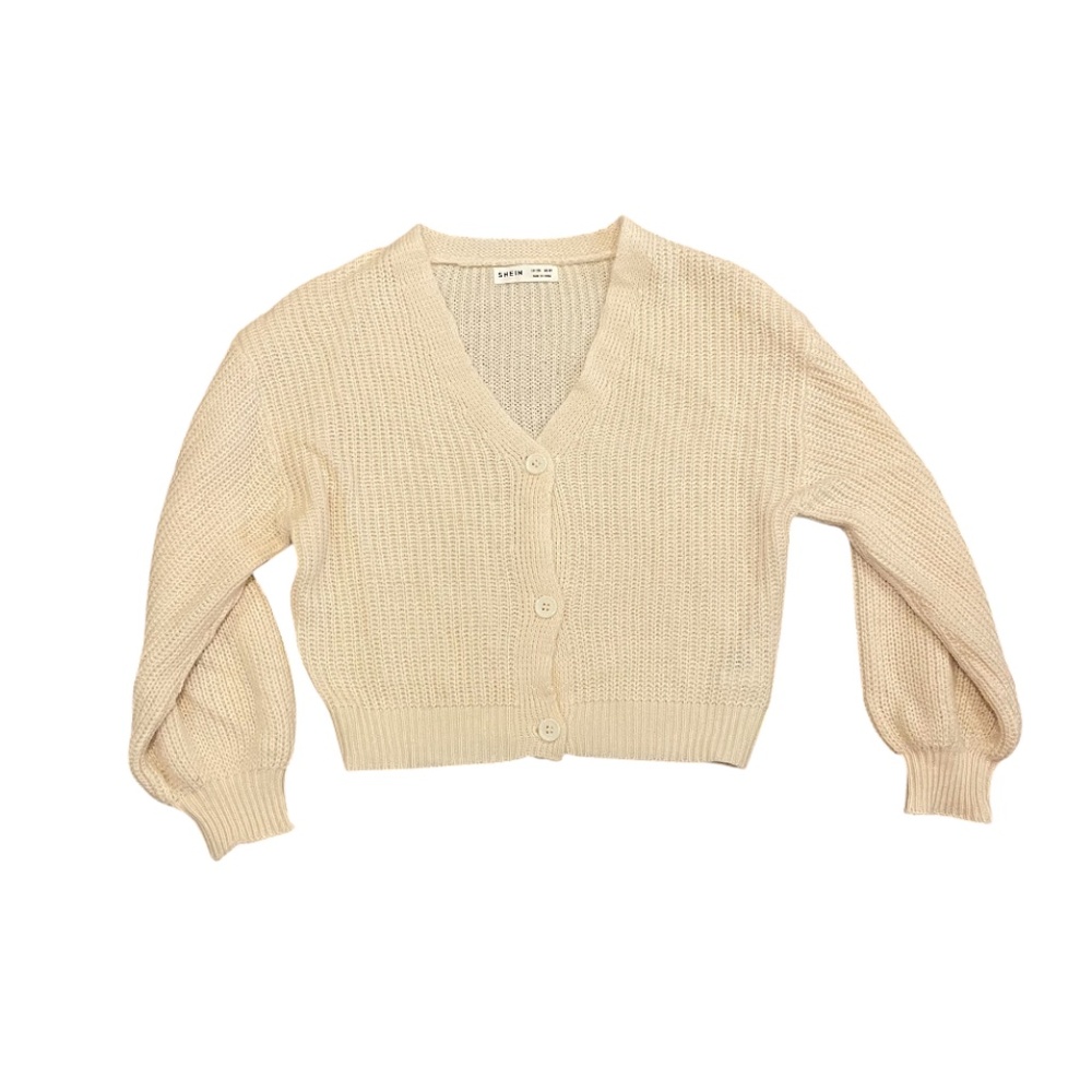 SHEIN Cream Lightweight Girls Button Sweater Size 8Y